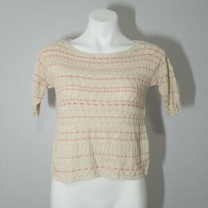 Rachel Roy Cream Short Sleeve Knit Sweater
